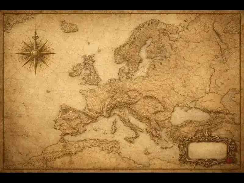 Historische Weltkarte Europas im Pergamentstil